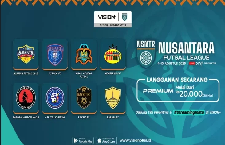 Nusantara Futsal League 2025 Hadir di area di VISION, Streaming Persaingan Ketat Antar Klub Futsal Terbaik!